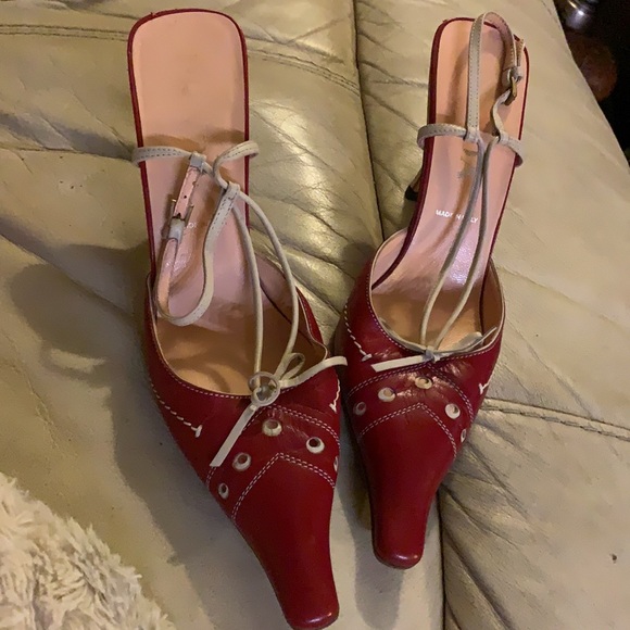 Prada kitten heels size 37 red beige cream - Picture 6 of 15